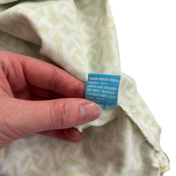 J McLaughlin Catalina Cloth Top Green White‎ Geometric 3/4 Sleeve Size Large - Picture 8 of 8
